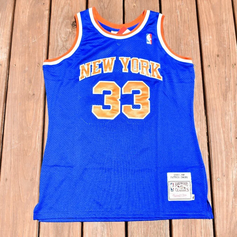New! Patrick Ewing New York Knicks Blue Home Basketball Jersey Adult Men's Sizes - Picture 2 of 2